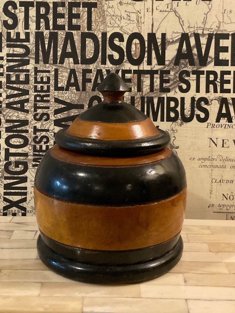 Vintage Handcrafted Mixed Wood Patchwork Decorative Lidded Box